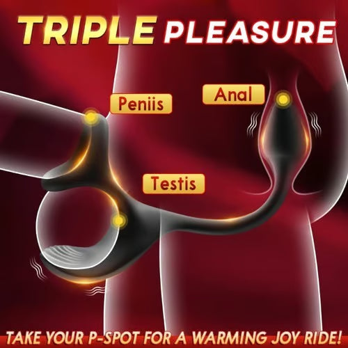 Waterproof Silent Ball Vibrating Anal Plug with Penis Ring | DOPAMINE