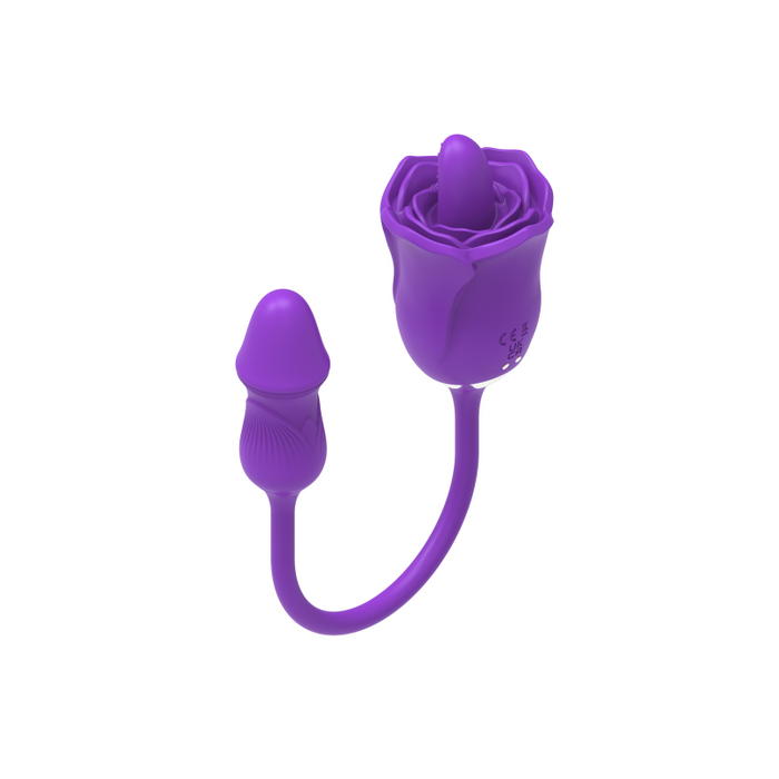 2-in-1 Tongue Swinging Rose Toy With Bullet Vibrator