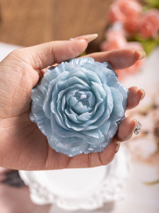 Light Blue Silver Glitter Candle