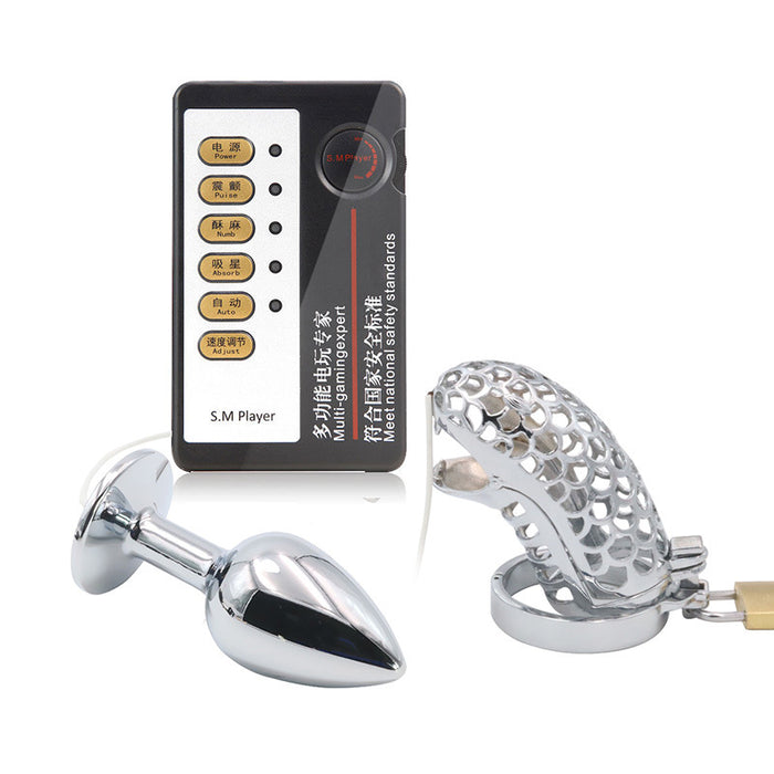 Electric Shock Anal Plug Chastity Lock Set