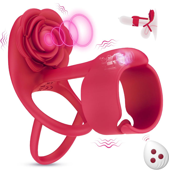 3 in 1 Vibrating Rose Penis Ring with 10 Vibration | DOPAMINE