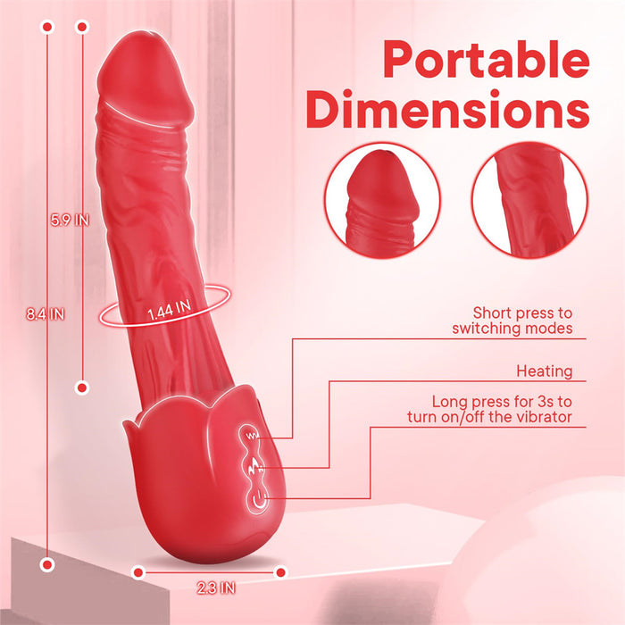 Rose Realistic Penis Rose Dildo Vibrator