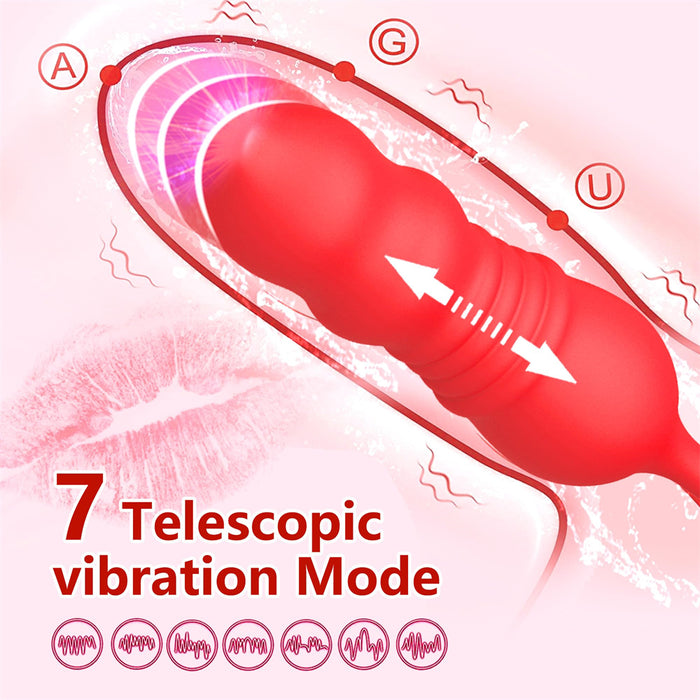 Rose Rotating Tongue G Spot Vibrator With 7 Tongue Licking Thrusting Modes