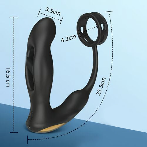 Silicone Prostate Massager with Cock Ring Multi-Frequency Vibration |  DOPAMINE