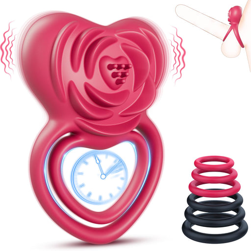 2 in 1 Cock Ring Rose Vibrator | DOPAMINE