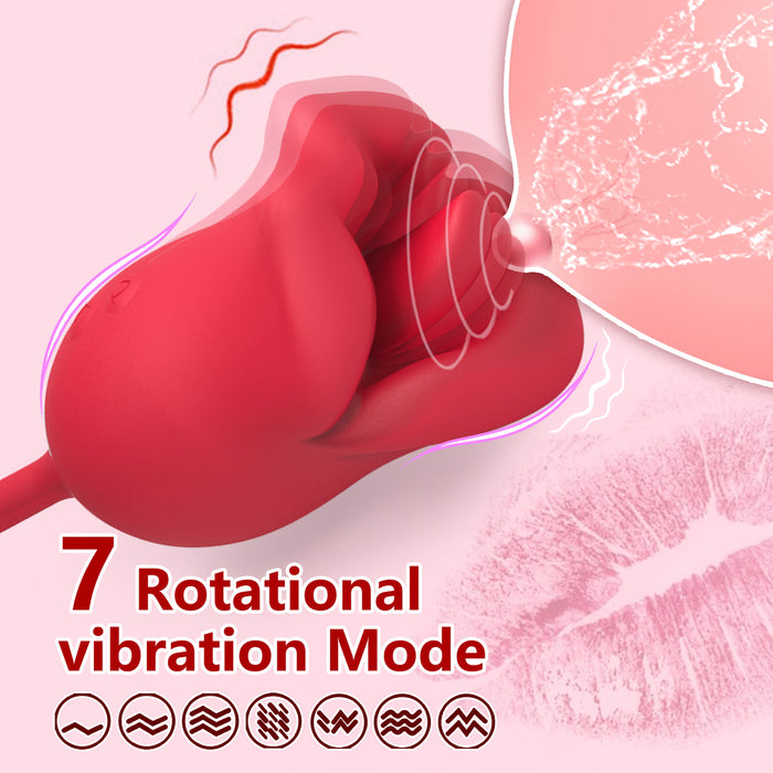 Rose Lip Print Rotating Thrusting 3-in-1 Vibrator