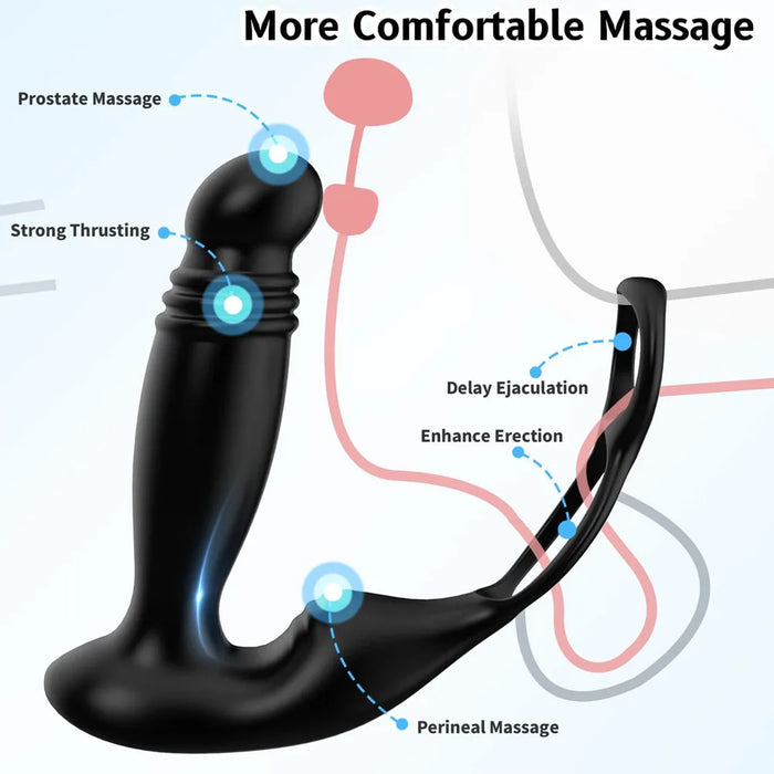 Male thrust prostate massager remote control anal plug dildo