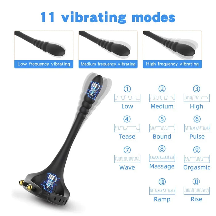 11 Vibrating Mode Cock Ring Anal Plug