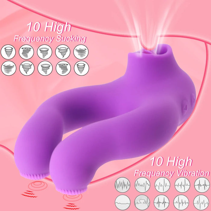 Masturbator Vibrator Penis Ring Mouth Licking Clitoral Stimulator