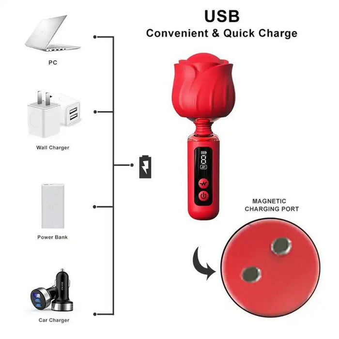 Lcd Display 9-frequency Rose Wands Vibrator