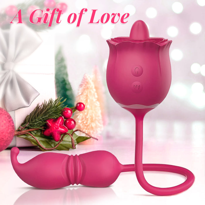 3 In 1 Rose Toy Clit Licking Toy Dildo Tongue G Spot Clitoral Nipple Vibrator Adult Toy