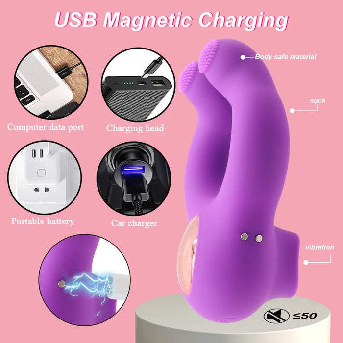 Masturbator Vibrator Penis Ring Mouth Licking Clitoral Stimulator