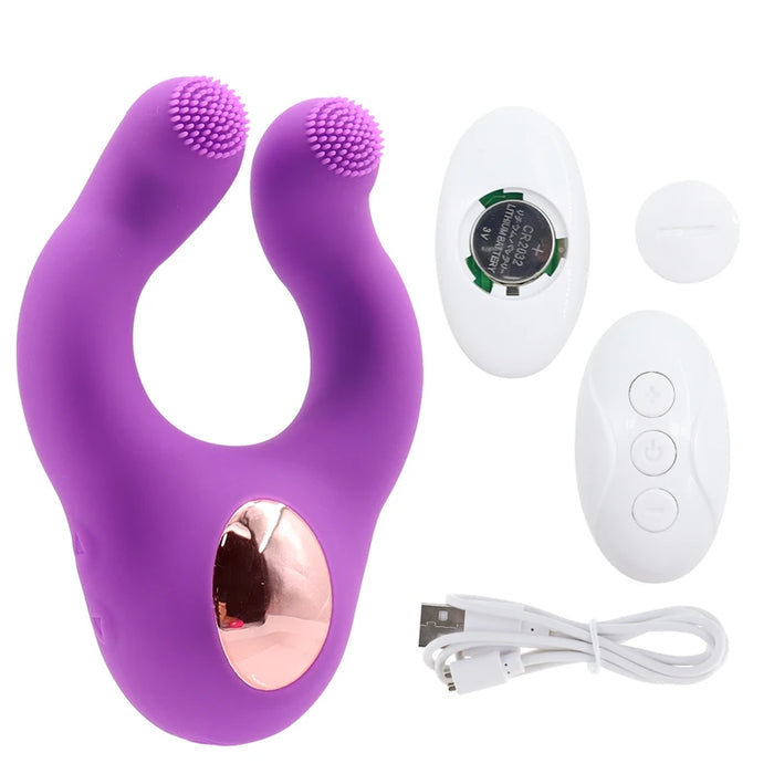 Masturbator Vibrator Penis Ring Mouth Licking Clitoral Stimulator