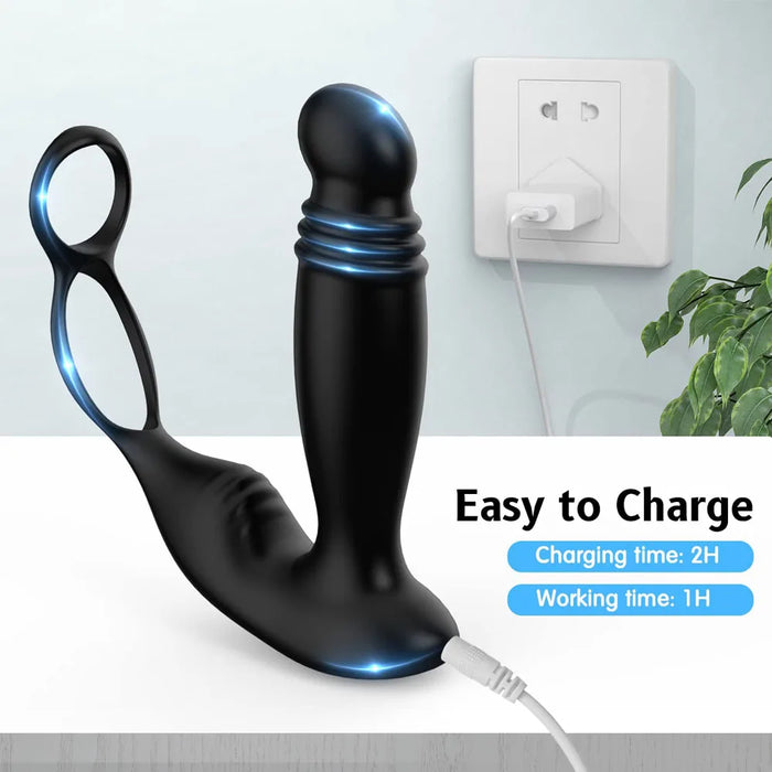 Male thrust prostate massager remote control anal plug dildo