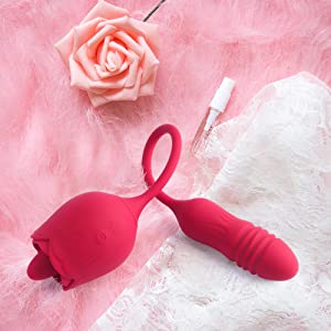 Dopamine Rose Female Tongue Licking Egg Jumping Telescopic Masturbation Device Double-headed Vibrating Sex Toy