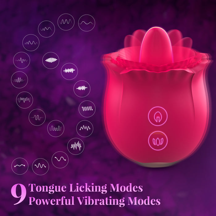 Dopamine Vibrating Tongue Rose Vibrator 2 In 1 Rossi Rose Tongue Licking Vaginal Clit Stimulator