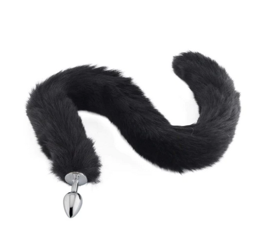 Black Extra Long Fox Cat Tail Plug