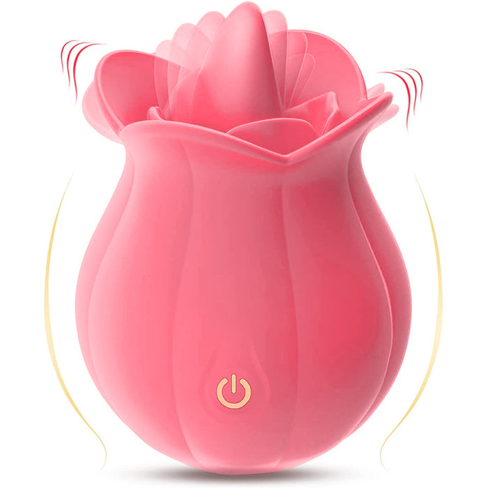 10 Speeds Rose Vibrator With Tongue | DOPAMINE