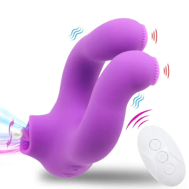 Masturbator Vibrator Penis Ring Mouth Licking Clitoral Stimulator