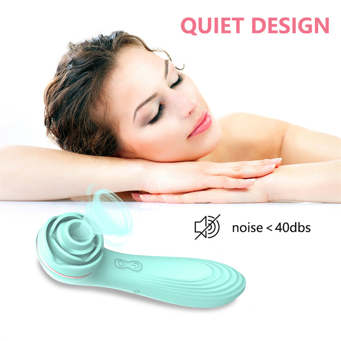 2-in-1 cyan rose Sucking And Vibrating Stick