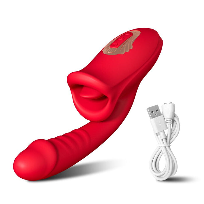 Rose Mouth Shaped Lip Biting Vibrator With G Spot Vibrator