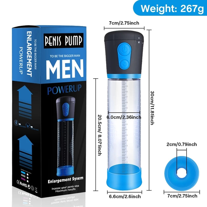 Electric penis pump to extend penis size, delay ejaculation, train erection