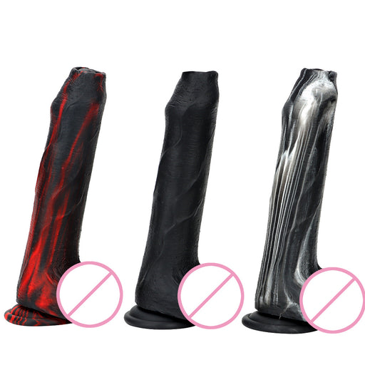 Mixed color liquid silicone simulation foreskin dildo