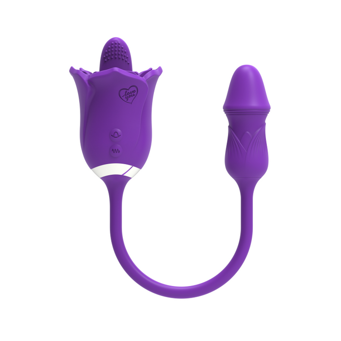 2-in-1 Tongue Swinging Rose Toy With Bullet Vibrator