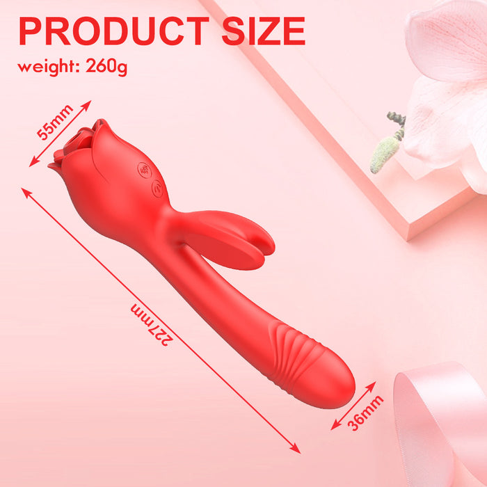 Rose Toy 3-in-1 Clit Sucker And Thrusting Vibrator