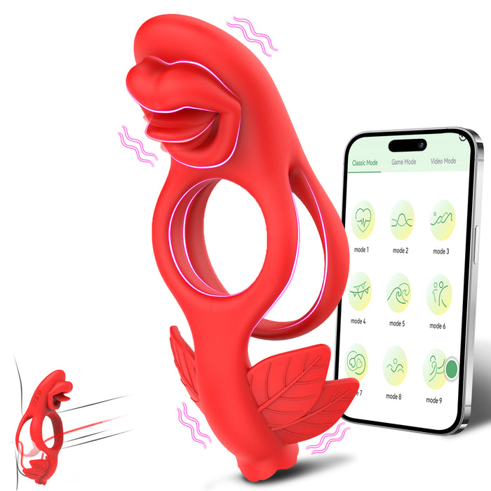 App Remote Control 9 Frequency Double Motor Vibrating Clit Stimulator & Penis Rings For Couples