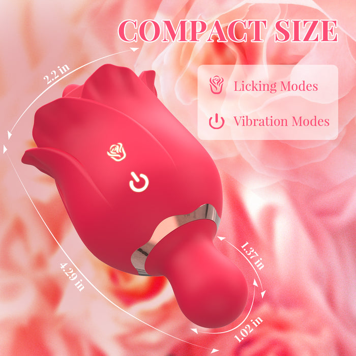 2IN1 Rose Toy Vibrator Clitoral Tongue Licking Vibrator Stimulator Rose Adult Toy