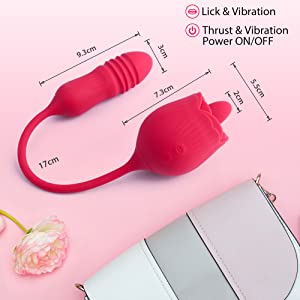 Dopamine Rose Female Tongue Licking Egg Jumping Telescopic Masturbation Device Double-headed Vibrating Sex Toy