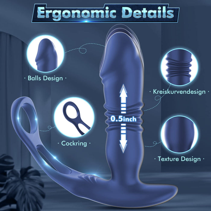 3 in 1 Thrusting Prostate Massager Anal Vibrator  | DOPAMINE