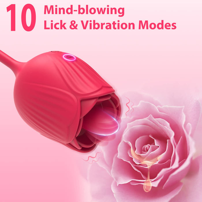 Dopamine Rose Female Tongue Licking Egg Jumping Telescopic Masturbation Device Double-headed Vibrating Sex Toy