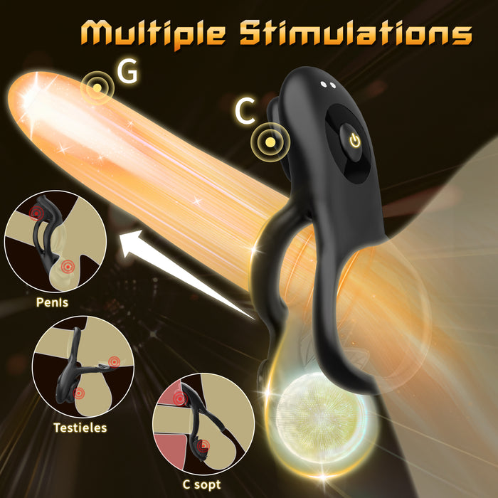 App Remote Control 9 Frequency Double Motor Vibrating Clit Stimulator & Penis Rings For Couples