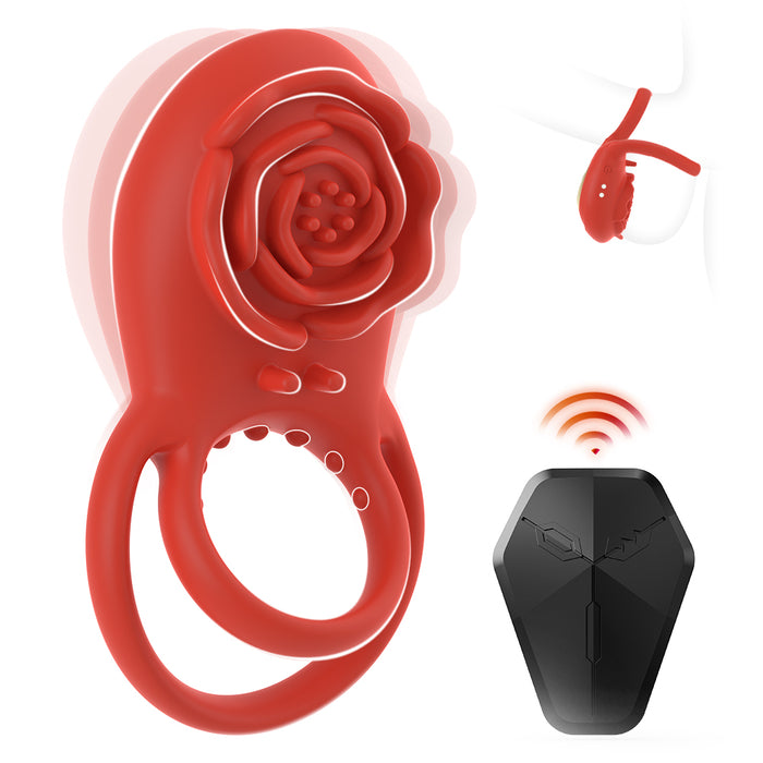 2.0 Version Clit Stmulator & Vibrating Penis Ring Rose Toy For Couples