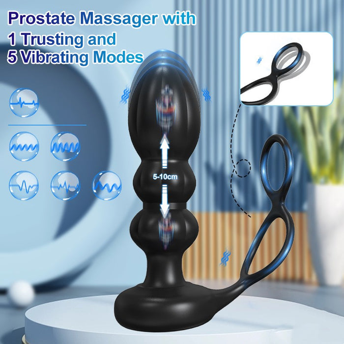 Prostate Massager with1 Trusting and 5 Vibrating Modes