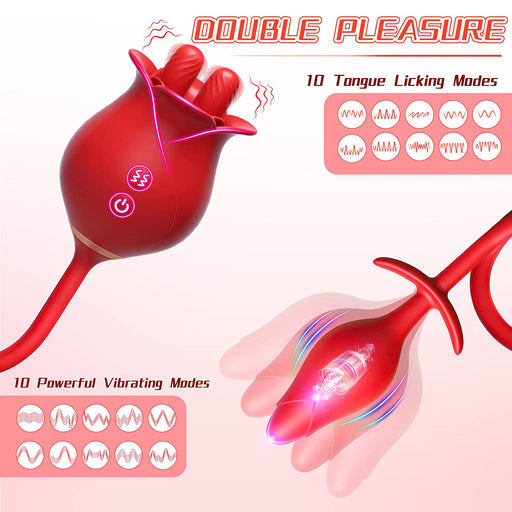 Dopamine 3 In 1 Rose Tongue Licking Vibrator With Clitoral Nipple Stimulating Egg