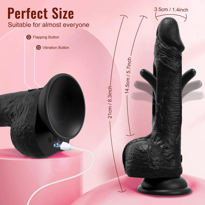 Dopamine-Flapping Dildo Sex Toys for Women - Realistic Vibrator with Remote & App Control 9 Flapping & 9 Vibration Modes for G Spot and Anal Stimulation