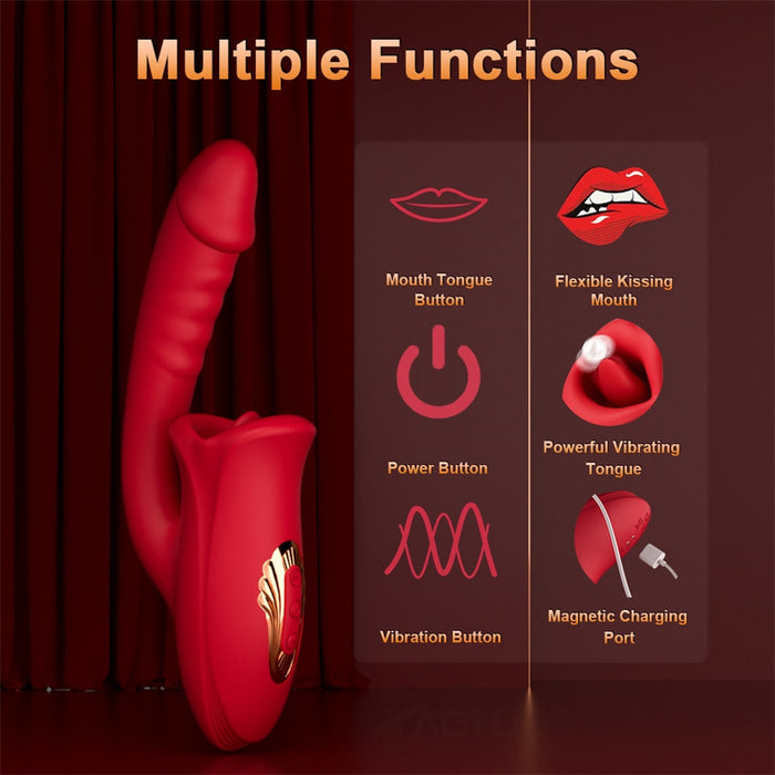 Rose Mouth Shaped Lip Biting Vibrator With G Spot Vibrator