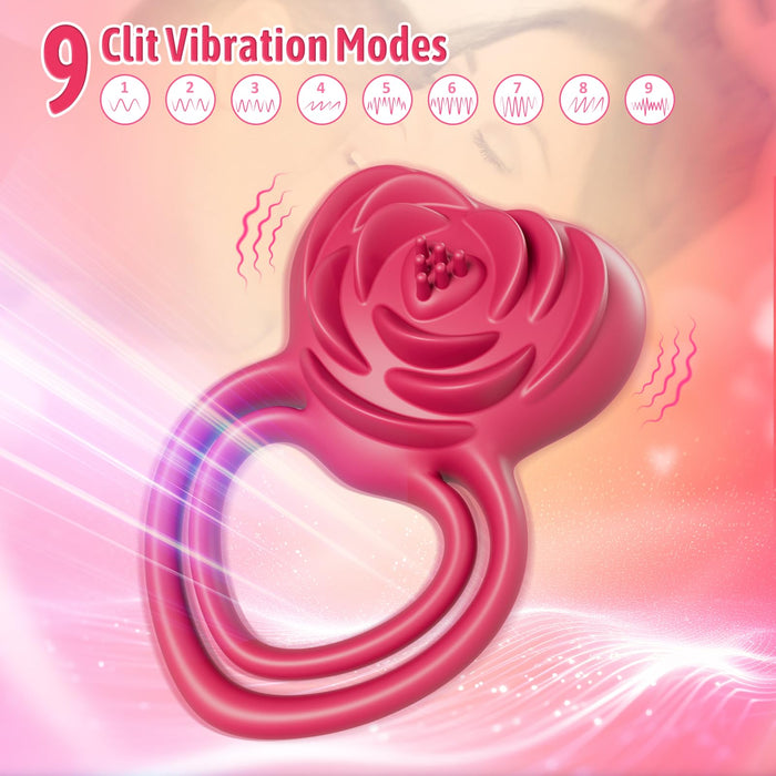 2 in 1 Cock Ring Rose Vibrator | DOPAMINE